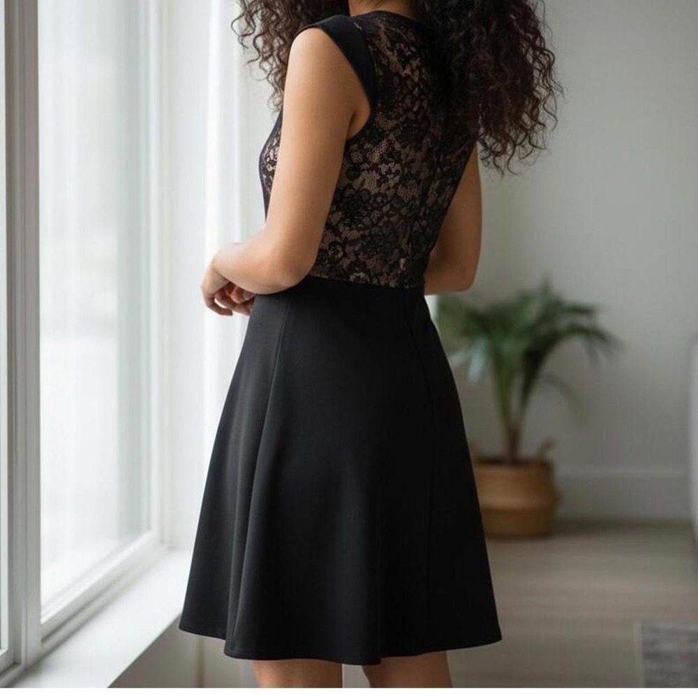 Betsey Johnson Lace Back Fit Flare Cocktail Dress Black 2 Autumn Wedding Guest